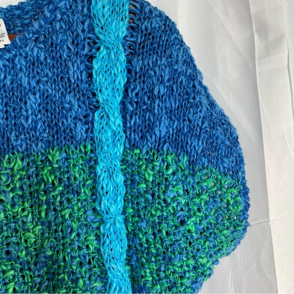 DONAGAIN Women’s Vintage Blue Linen Knit Short Sleeve Sweater Size Medium - Picture 6 of 9